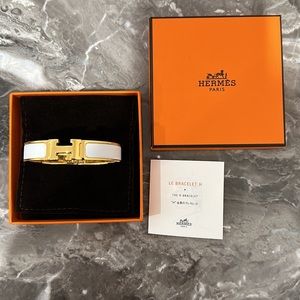 Hermes H clic bracelet PM white